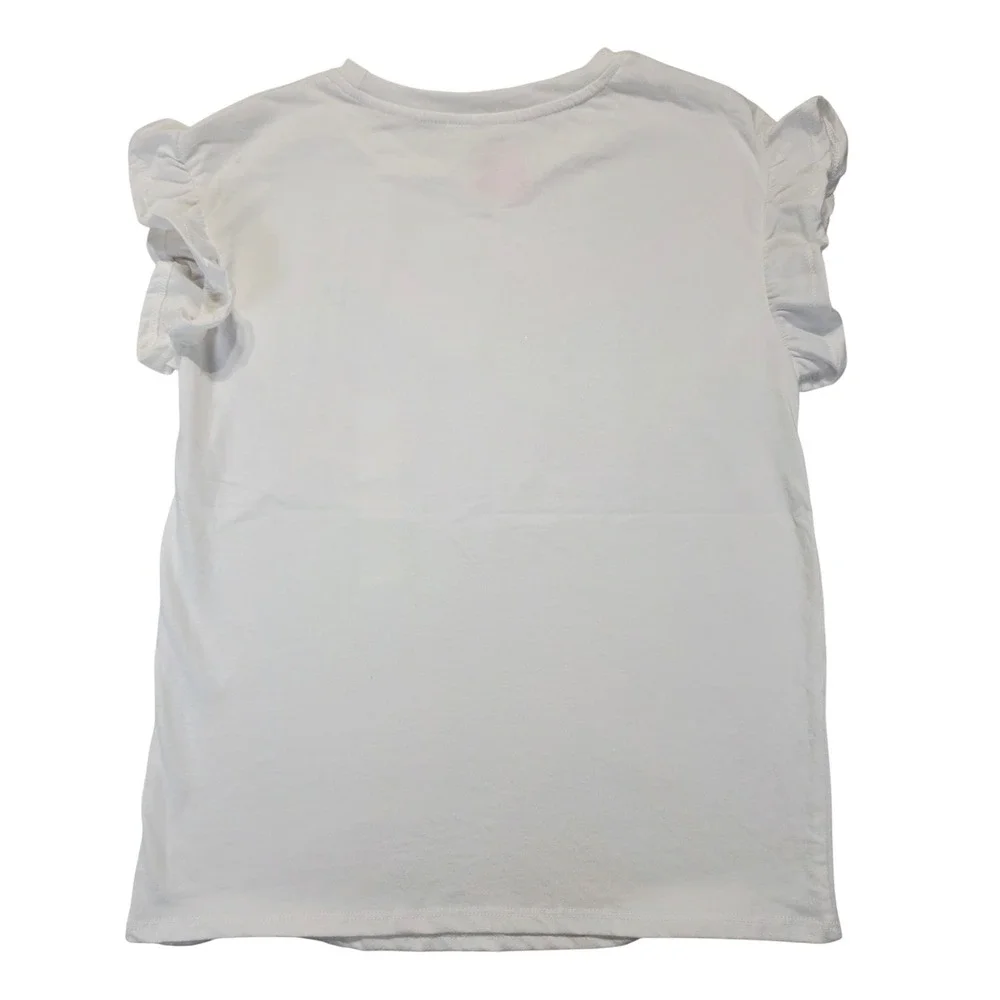 Cat & Jack Girls XL 14 White Unicorn Flip Sequin Flutter Sleeve T-Shirt NWT